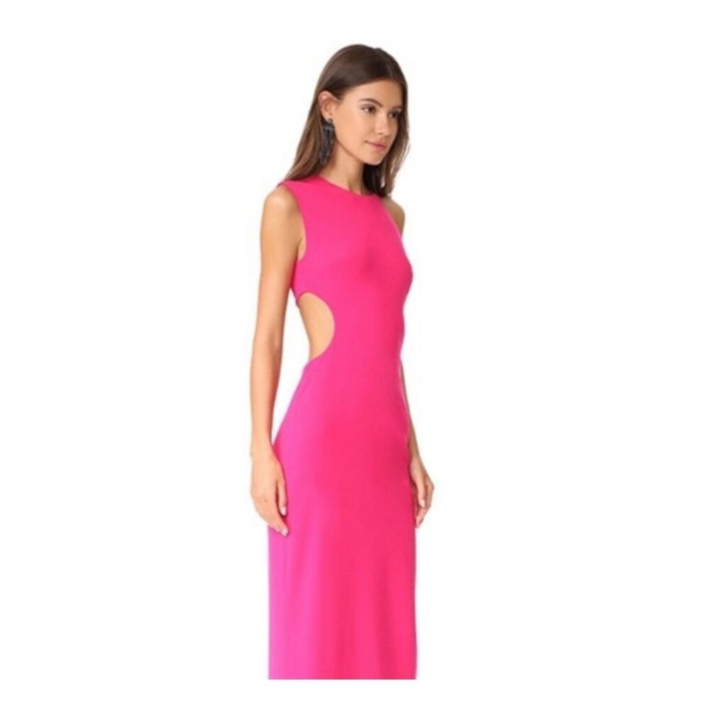 Halston Heritage Sleeveless Cut Out Crepe Midi Dress Pink Fuchsia Size 10